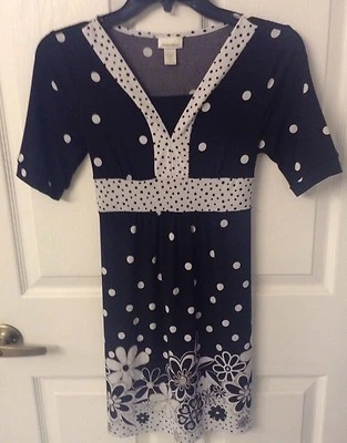 Limited Too BLack And White Polka Dot & Floral Girls Dress Size 14 - Image 1 of 4