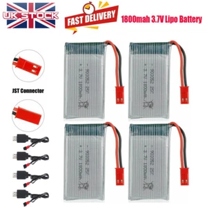 1800mah 3.7V Lipo Battery 25C JST Plug W/ USB Charger For RC Quadcopter Drone UK - Picture 1 of 27