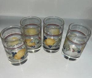 4 Corelle Abundance Pattern  Fruit Juice Glasses 6 Ounce 4” Tall - Picture 1 of 2