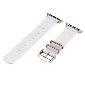 White - 2 Piece Classic SS Nylon Watch Band for 38mm Apple Watch - Picture 1 of 1