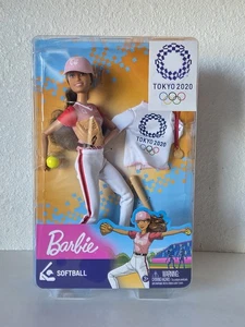 Barbie TOKYO 2020 Softball Baseball Brunette Doll #GJL77-0910 Sealed - Picture 1 of 10