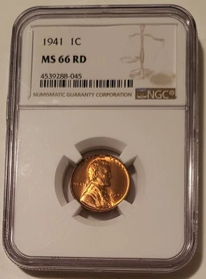 1941 Lincoln Wheat Cent MS66 RED NGC - Image 1 of 4