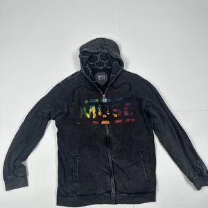 MUSE THE RESISTANCE XL XLarge Rare Zip Unisex Hoodie Charcoal Black Distressed - Picture 1 of 6