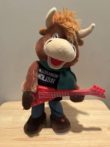 Gemmy Christmas Highland Cow Playing Guitar HEADBANGIN HOLIDAY Jingle Bell Video - Picture 1 of 11