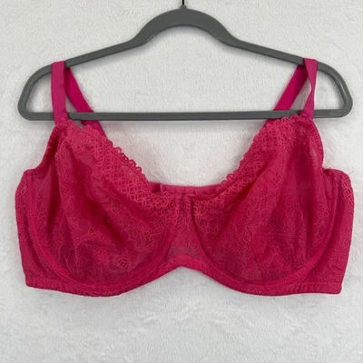Sujetador Balconette Torrid Curve Rosa Encaje Sin Forro Talla Grande 46DD Nylon Spandex Foto 1 de 4