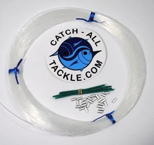 Monofile Angelvorfach Kit 100yds 1,4mm-200lb Clear-Loop Protektoren Crimps - Bild 1 von 1