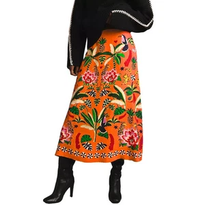 Midirock Damen A-Linie Bohemian Vintage Style Größe XL Mehrfarbig Gummibund - Bild 1 von 14