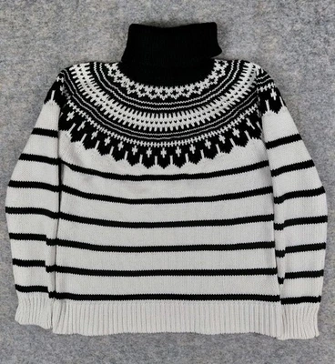 Lauren Ralph Lauren LRL 北欧毛衣高领白色黑色女式 S 18x22 — 第 1/4 张图片