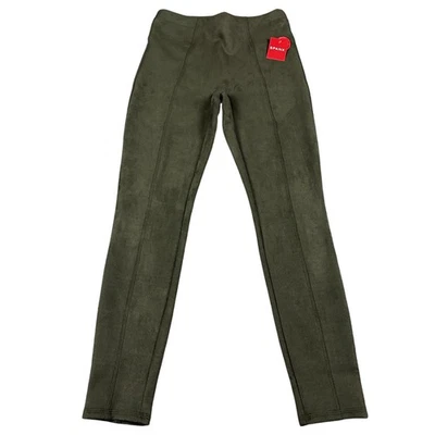 Spanx Faux Suede Leggings Womens Medium Olive Green High Rise Stretch Pants - Image 1 of 4