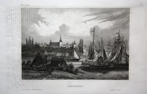 aprox. 1840 Rendsburg Rendsborg Rensborg vista Stahlstich impresión antigua - Imagen 1 de 1