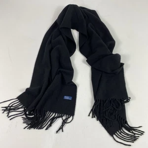 Vintage Polo Ralph Lauren Schal Lammwolle Kaschmir schwarz weich Fransen 90er 60 x 12 - Bild 1 von 4