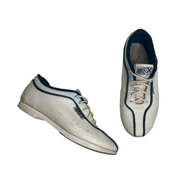 Nike X Vintage 80s Lace Up Bowling Shoes Split Toe White Blue Womens 6 - Image 1 of 4