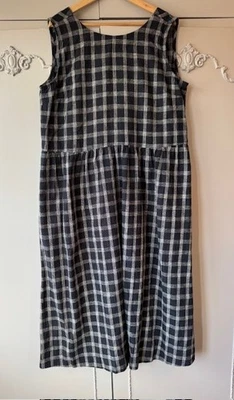 Toast Cotton Linen Dress Size 16  Charcoal/ecru check,  Cross Back - Image 1 of 3