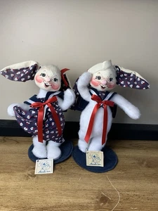 Annalee Dolls Sailor Boy & Girl Bunny Rabbit Dolls With Tags READ - Picture 1 of 17