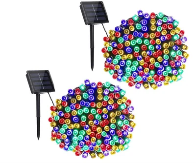 TOODOUR 2 Pack 144FT 400LED Solar Christmas String Lights Outdoor, Multicolor