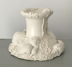 Suzy Curtis Signed Sculptural Shells Marine Ceramic Candlestick Candle Holder