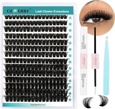 GEMERRY DIY Cluster Eyelash Extensions Kit with Lash Bond and Seal and for 280
