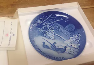 Bing & Grondahl 1970 piatto natalizio danese con scatola fagiani nell'uccellino delle nevi blu - Foto 1 di 1