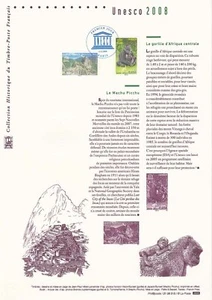 Document Philatélique 1er Jour : 15- 2008 Unesco Machu Picchu & Gorille Afrique - Imagen 1 de 1