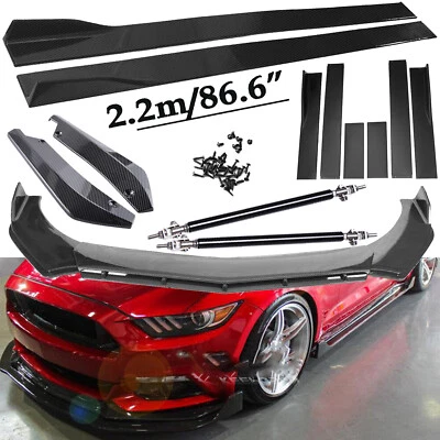 Carbon Fiber Front Bumper Lip Splitters /Side Skirt Strut+Rod For Ford Mustang/ Foto 1 de 4