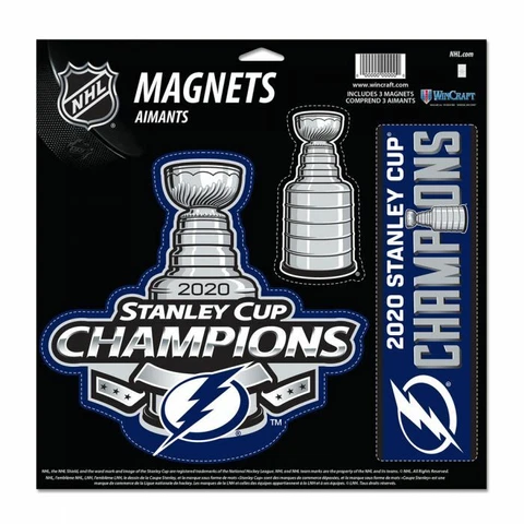 TAMPA BAY LIGHTNING 2020 STANLEY CUP CHAMPS 3 PC DIE-CUT VINYL MAGNETS 11"X11" Cover