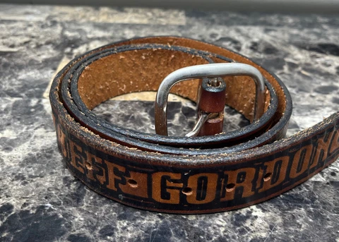 Jeff Gordon Nascar 24 Leather Belt Stamped Design Vintage 40" EUC Cover