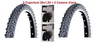 2 Copertoni Nero 26x1,90 + Camere d'aria Deestone per Bici 26" Tipo Trekking - Foto 1 di 1