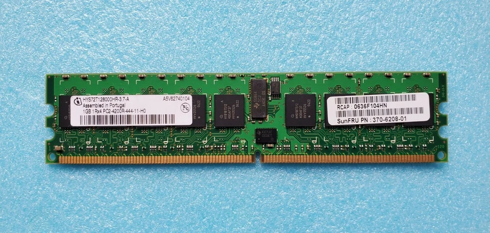 HYS72T128000HR-3.7-A Infineon 1GB DDR2 1R-4 PC4200 Memory  Sun p/n 370-6208-01 - Image 1 of 2