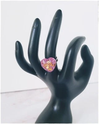 Anillo Corazón Brillo Anillo Distintivo Anillo Cóctel Moda Anillo Oro Regalo Navidad Foto 1 de 4