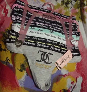 7 NEW JUICY COUTURE JC7325 7PKM SIGNATURE WAIST COTTON THONG PANTIES L - Picture 1 of 2