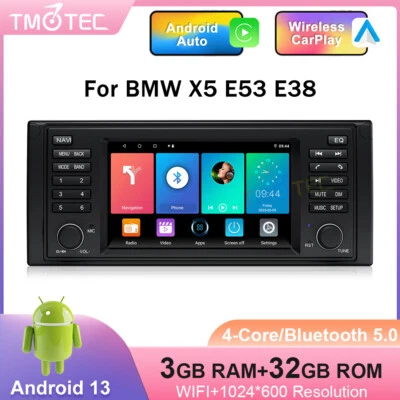 Autoradio Android 13.0 GPS DSP CarPlay SWC OBD2 4G für BMW 5er E39 M5 X5 E53 - Bild 1 von 4