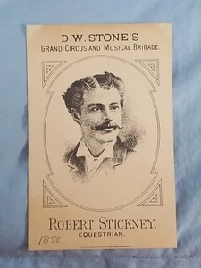 1878 D.W. STONE'S CIRCUS & MUSICAL BRIGADE 37 Musicians J.A. Emidy Card Promo - Picture 1 of 2