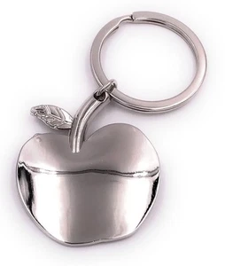 Apple Silver Keychain Pendant Made of Metal - Picture 1 of 1