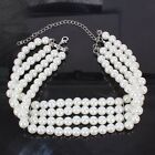 Simple White /  Red Pearl Choker Necklace Multi Layer Bride Prom 