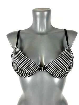 Sujetador acolchado con aros Loving Moments almohadillas extraíbles lencería negro blanco a rayas Foto 1 de 4