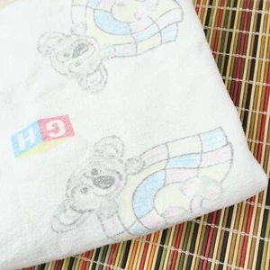 Vintage Baby Blanket Infant Swaddle Wrap 34 x 34 Koala Bear Block Print Neutral - Picture 1 of 10