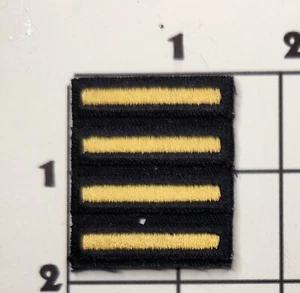 Service Patch 4 Stripes Hash Marks Yellow on Black Field Military Sew On Vintage - Picture 1 of 1