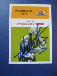 Dikembe Mutombo 2001 NBA Fleer Platinum Autographed Signed Card ~ Sixers ~ HOF