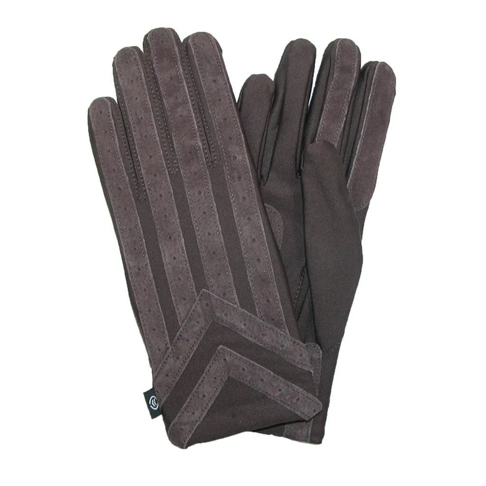 PARA HOMBRES Isotoner ML O XL Clásicos Guantes Elásticos Tejido Forrado Gamuza Acento MARRÓN NUEVO Foto 1 de 1