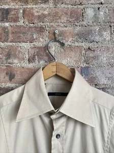 Vintage Gucci Men's Shirt, Sz 15.5/39 L, Khaki Stretch Italy - Picture 1 of 12