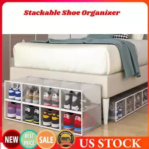 6 Stück Transparent Schuhkartons Kunststoff Schuh Aufbewahrung Organizer Behälter Behälter - Bild 1 von 12