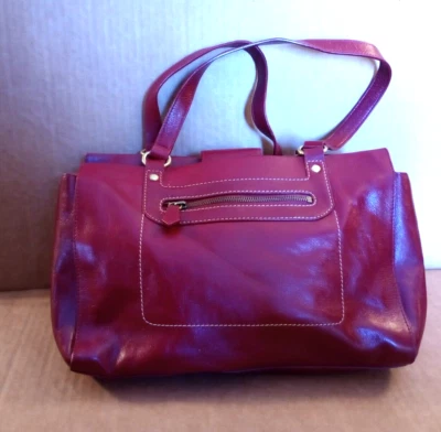 Vintage Etienne Aigner Oxblood Red Leather Shoulder Bag Purse Double Handle - Image 1 of 4