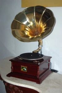 GRAMMOFONO QUADRATO ,ALTA QUALITA' DISCO ORIGINALE TROMBA A SCELTA E 6 PUNTINE - Foto 1 di 12