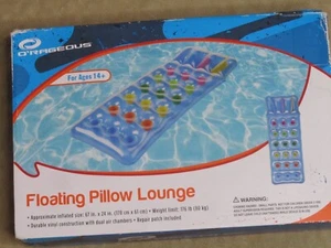 New Inflatable Floating Pillow Lounge Pool Float 67" x 24" Blue - Picture 1 of 4