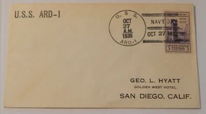 USS ARD-1 27 de octubre 1939 Navy Day muelle de reparación auxiliar - Imagen 1 de 2
