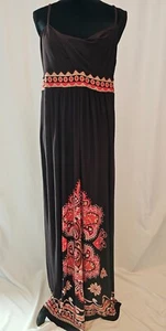 Brown dress with a nice decoration in Orange, wrinkle free and comfortable. D51 - Picture 1 of 5