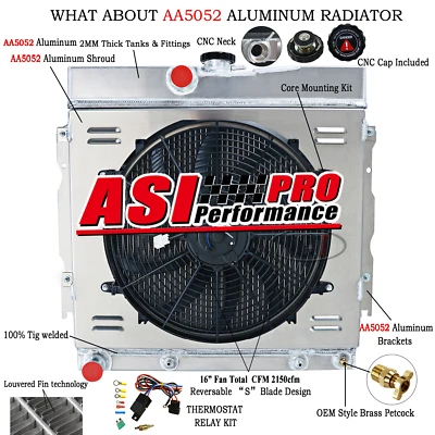 3-Row Radiator Shroud Fan Relay Fits 1963-1968 Dodge Charger Dart Coronet 22"W Foto 1 de 4