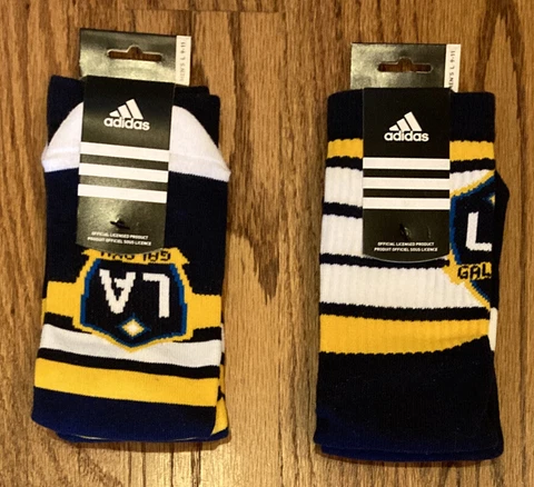 2 Pair LA Galaxy MLS adidas Men’s Socks Size 9-11 Cover