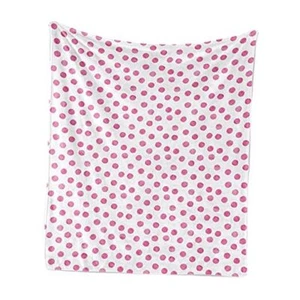 Polka Dot Throw Blanket, Sugar Pink Color Irregular Polka 50" x 70" Pink White - Picture 1 of 7