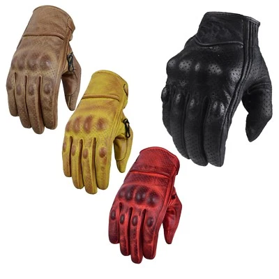 Leder Motorradhandschuhe Chopper Motorrad Handschuhe Biker Cafe Racer Handschuhe - Bild 1 von 4
